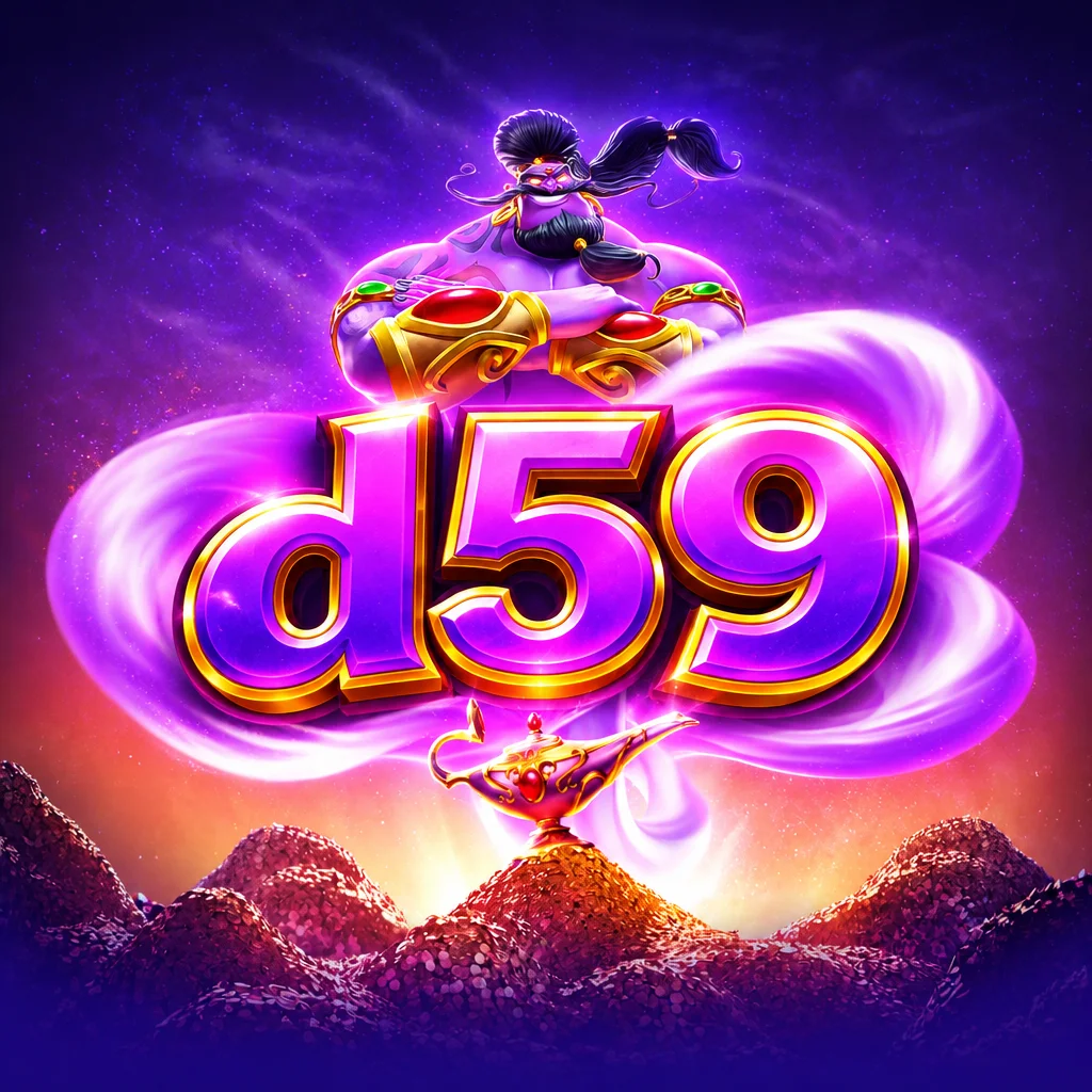 Ilustrasi lampu ajaib bertema Genies Wishes di platform d59